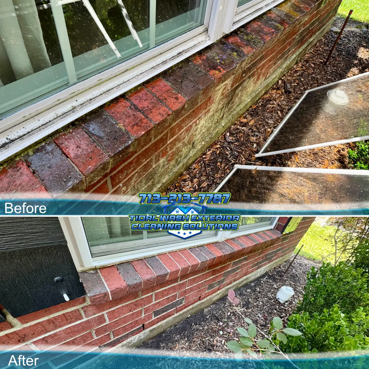 League City Westover Park Brick House Washing Summary Brick house washing summary for organic growth removal in Westover Park, League City, TX.