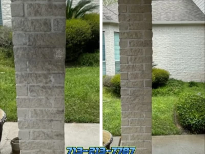 Brick Column Cleaning in Houston | Tidal Wash Results
