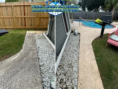 Backyard Patio Walkway Washing | League City Concrete Cleaning 2024