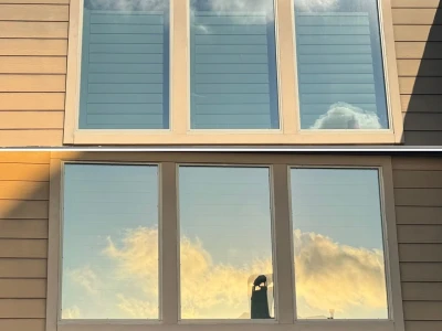Pure water window cleaning before and after in Westover Park, League City, TX